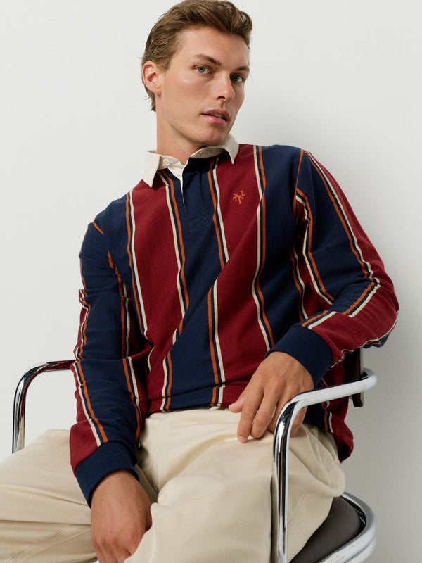Burgundy/Navy Blue Stripe Rugby Shirt