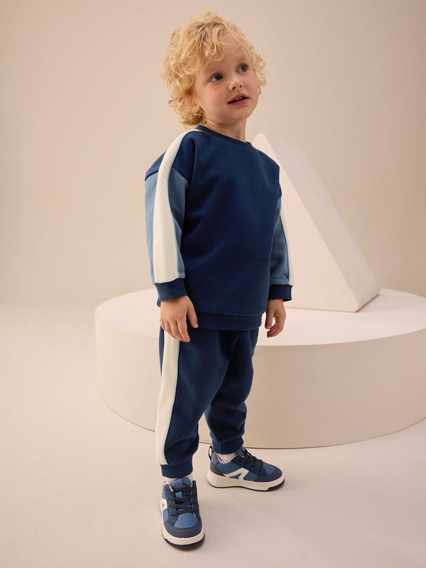 Blue Colourblock Single Sweatshirt and Joggers Set (3mths-7yrs)