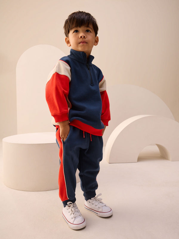 Red/Navy Half Zip Top and Joggers Set (3mths-7yrs)
