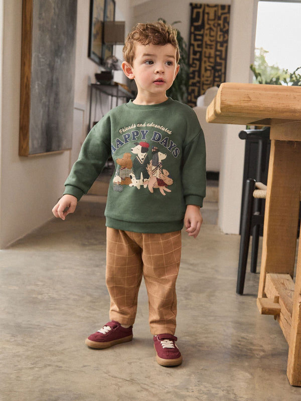Green/ Brown Dog Single Sweatshirt and Joggers Set (3mths-7yrs)