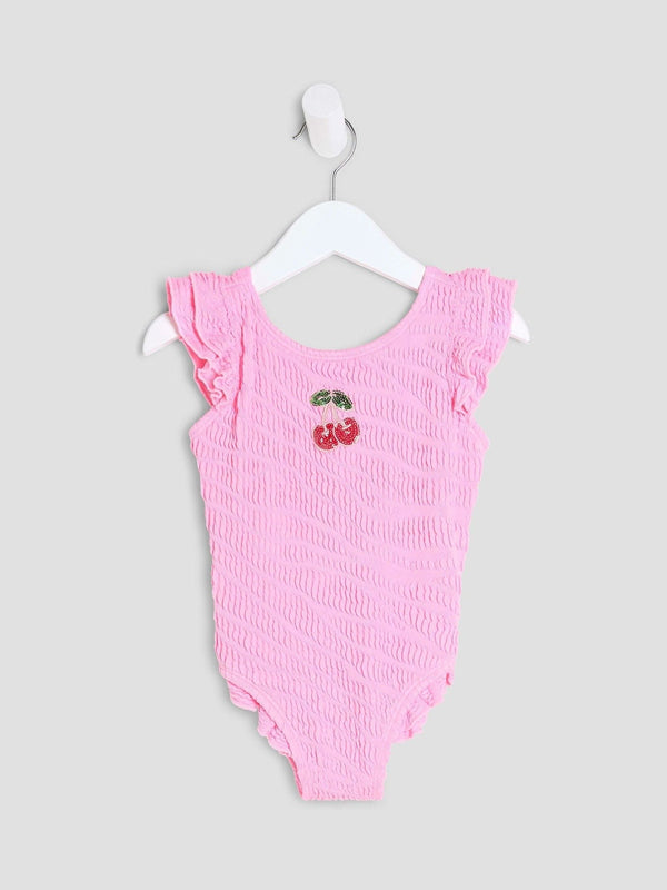 River Island Pink Girls Embellished Cherry Swimsuit