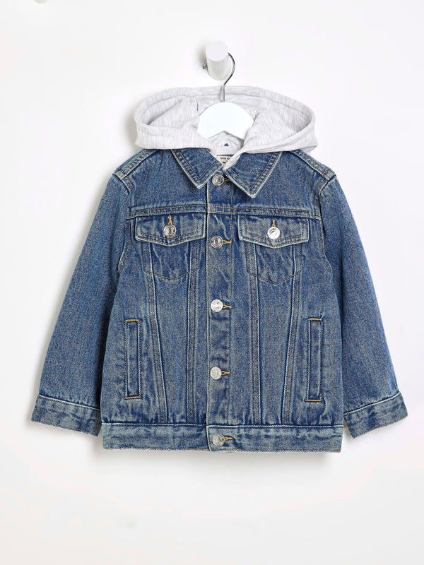 River Island Blue Boys Hooded Denim Jacket