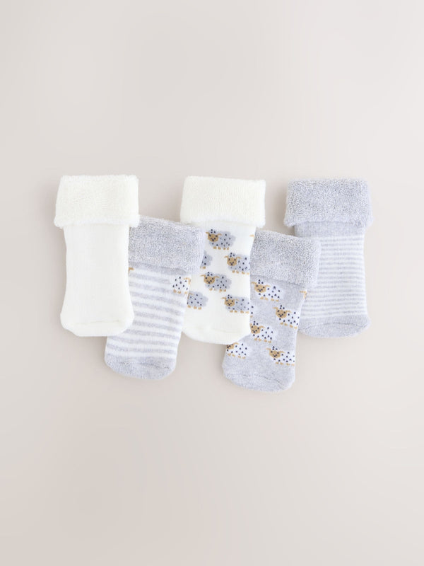Grey Baby Socks 5 Pack (0mths-2yrs)