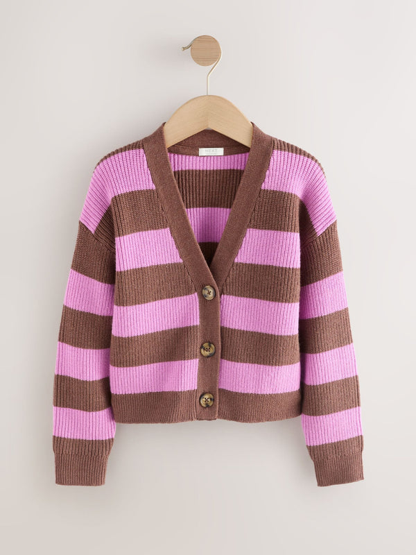 Brown/Purple Stripe Boxy Cardigan (3-16yrs)