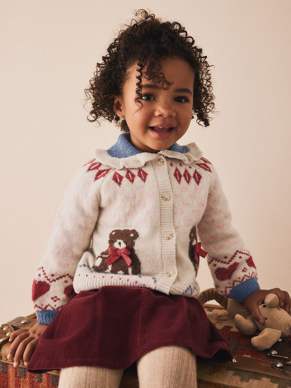 Ecru Teddy Bear Collar Cardigan (3mths-7yrs)