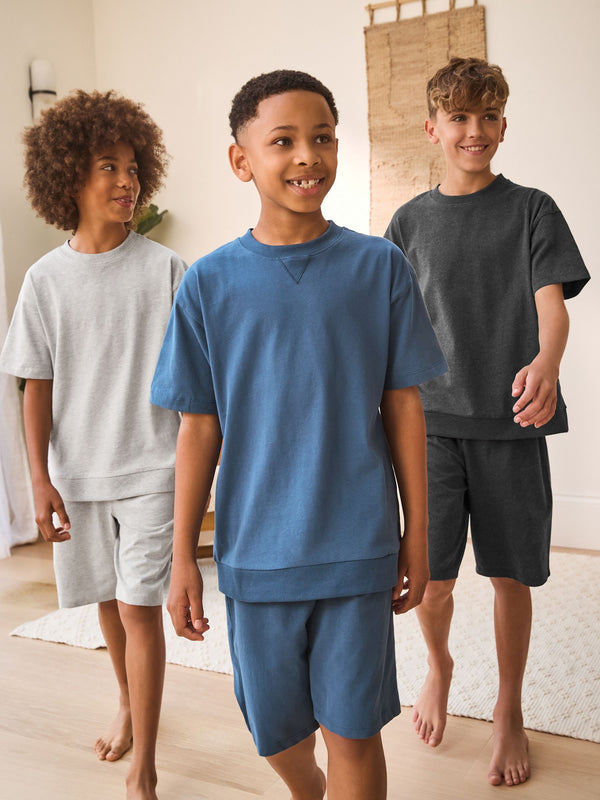 Navy/Grey Short Leg Pyjamas 3 Pack (3-16yrs) (3-16yrs)