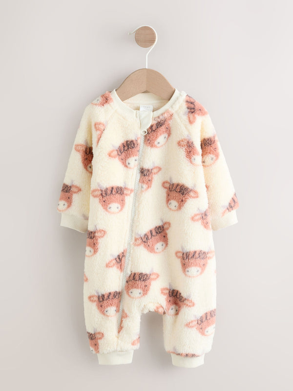 Ecru Hamish Baby Heavy Fleece Sleepsuit