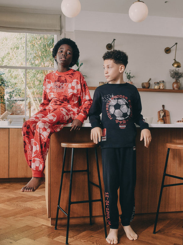 Red/Black Football Long Sleeve Pyjamas 2 Pack (3-16yrs)