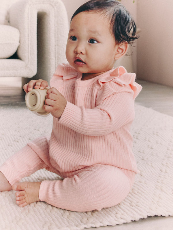Light Pink Knitted Jumper and Legging 2 Piece Baby Set (0mths-3yrs)