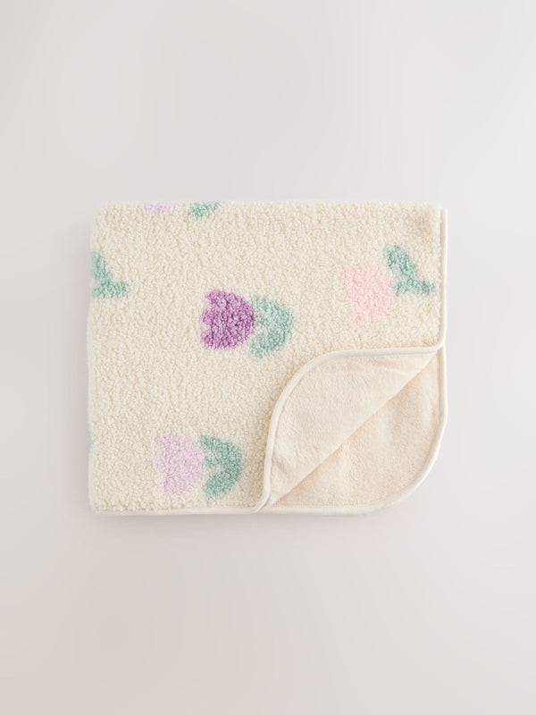 Cream Floral Baby Fleece Blanket