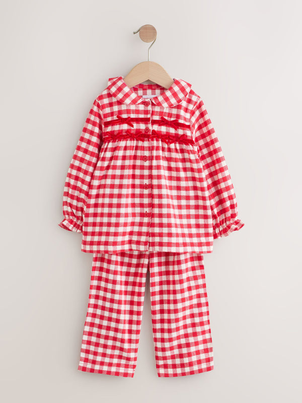 Red / White Gingham Check Woven Button Through Pyjamas (9mths-11yrs)