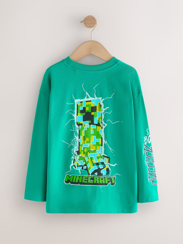 Green Minecraft Long Sleeve T-Shirt (3-16yrs)