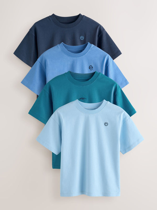 Blue Short Sleeve Logo Chest Graphic T-Shirts 4 Pack (3-16yrs)