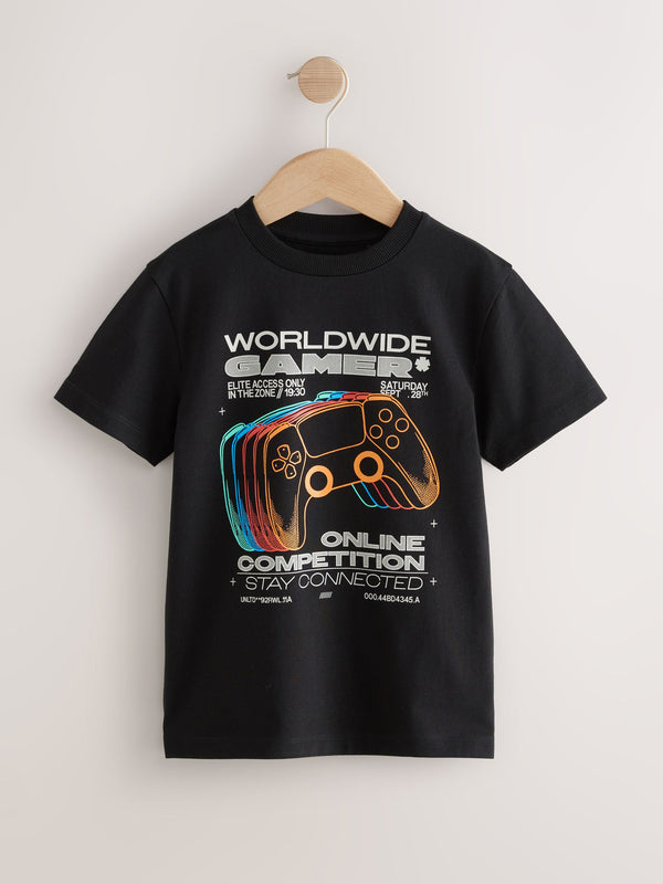 Black/Multi Controller Regular Fit Short Sleeve Graphic Print T-Shirt (3-16yrs)