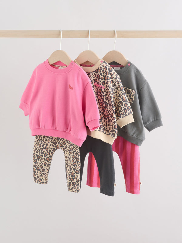 Pink Baby Sweatshirts and Leggings 6 Piece Set (0mths-2yrs)