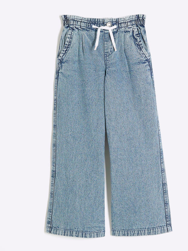 River Island Blue 100% Cotton Denim Wide Leg Jeans
