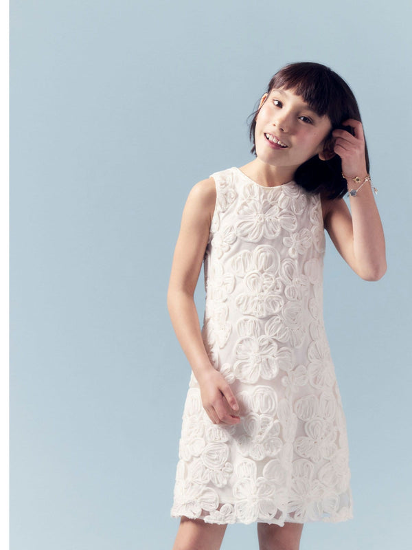 River Island Cream 3D Flower Shift Dress
