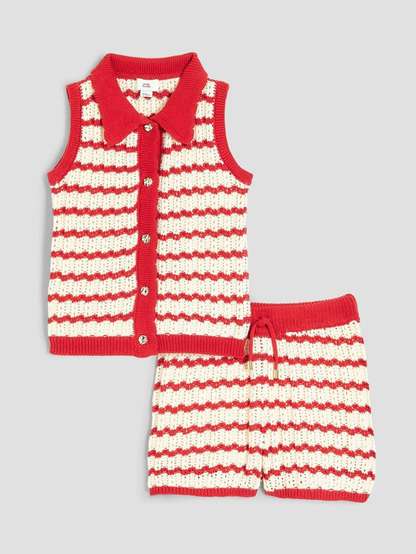 River Island Red Stripe Polo Set