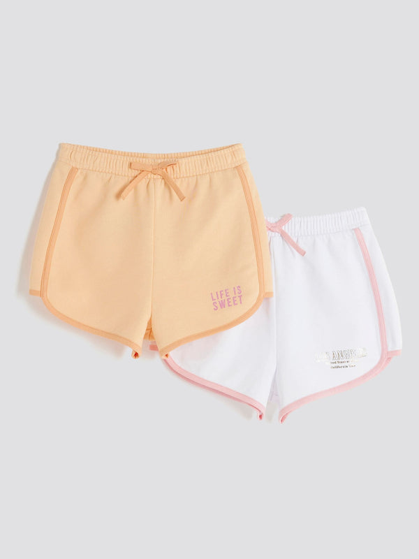 River Island Pink Girls Runner Shorts 2 Pack