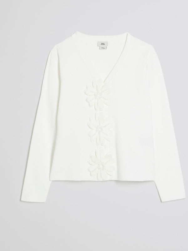 River Island White 3D Flower Cardigan