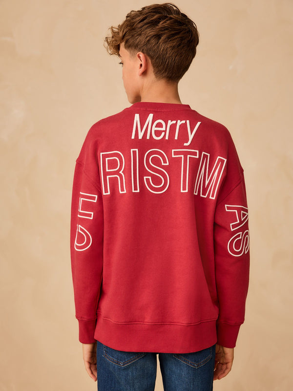 Red Sequin Santa Christmas Crew Sweatshirt (3-16yrs)