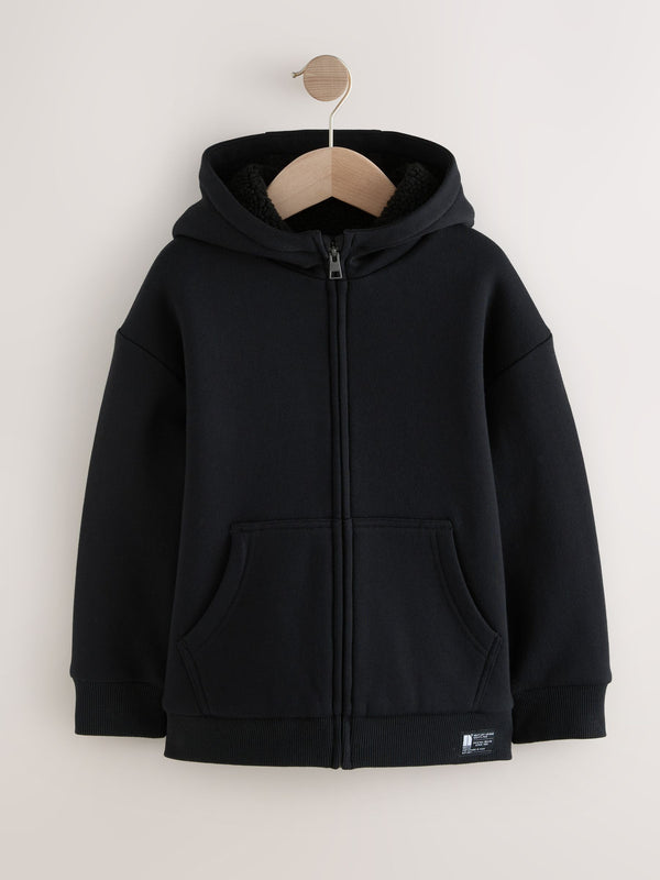 Black Borg Fleece Zip Through Hoodie (3-16yrs)