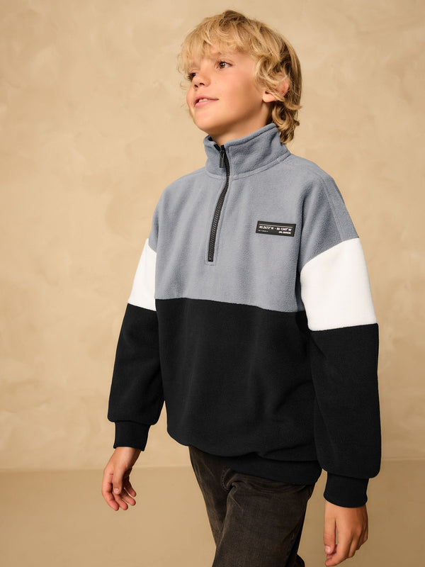 Grey/Black Funnel Neck Fleece (3-16yrs)
