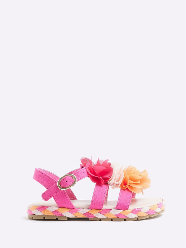 River Island Pink Girls Bright Flower Sandals