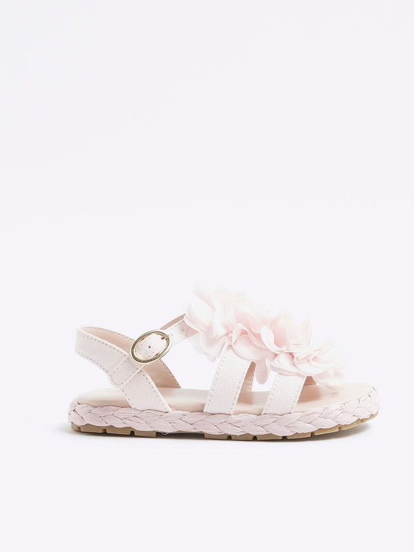 River Island Light Pink Girls Bright Flower Sandals