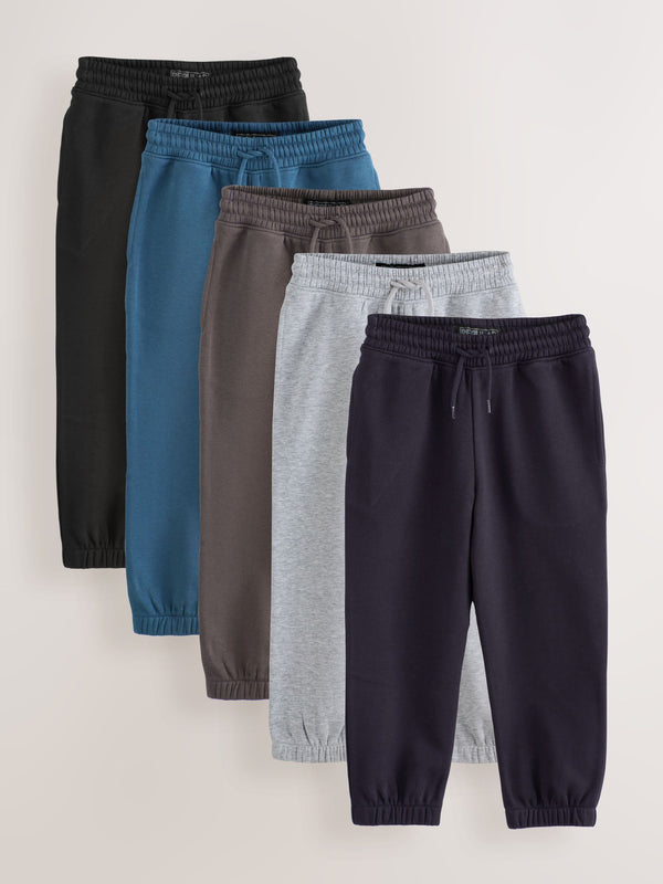 Blue Regular Fit Basic Joggers 5 Pack (3-16yrs)