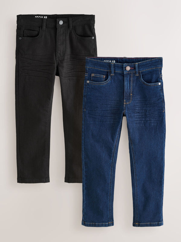 Black Denim Regular Fit Stretch Jeans 2 Pack (3-17yrs)