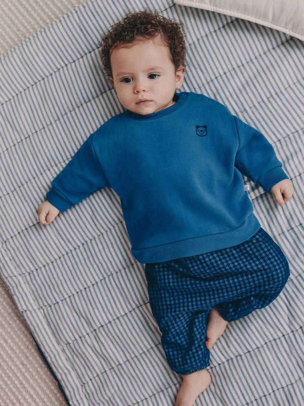 Blue Check Baby Sweatshirt and Trousers Set (0mths-2yrs)
