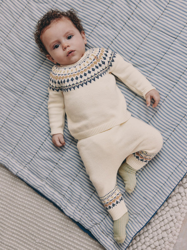 Cream Fairisle Baby Knitted Top and Leggings Set (0mths-2yrs)