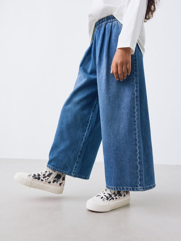 Mid Blue Pull On Wide Leg Jeans (6-16yrs)