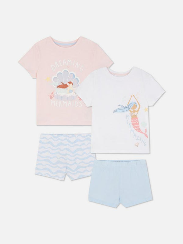 Primark disney 2 pack Mermaid short pyjamas