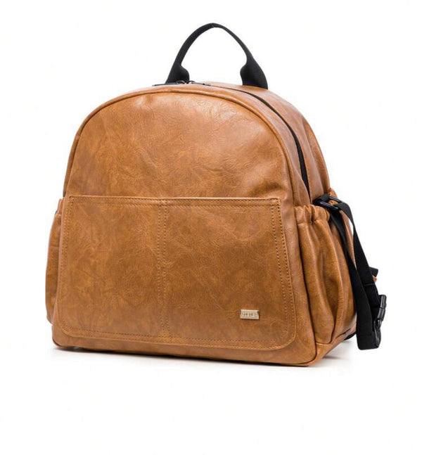 Leather diaper backpack brown