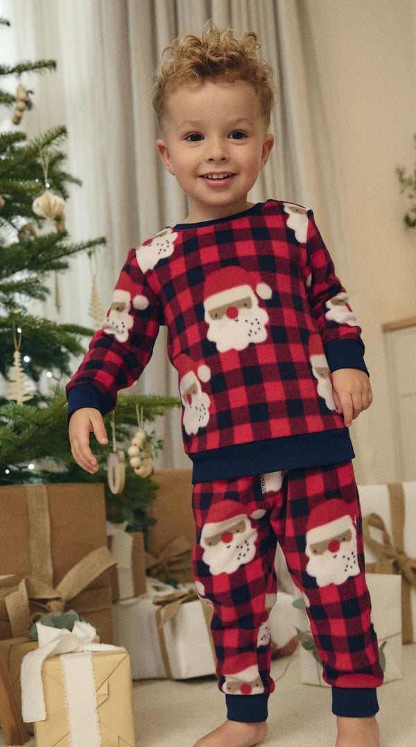 Red check santa fleece pyjama