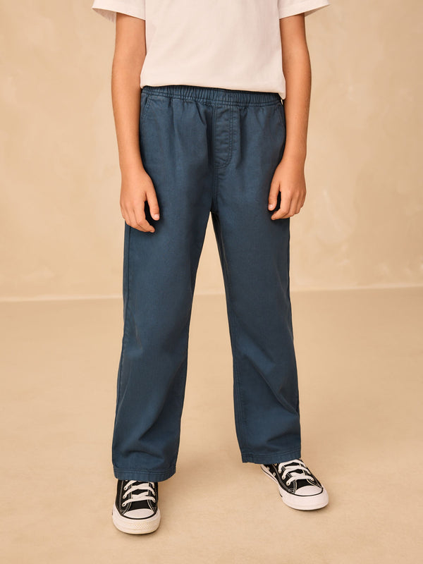 Navy Wide Fit Pull On Twill Jeans (3-16yrs)