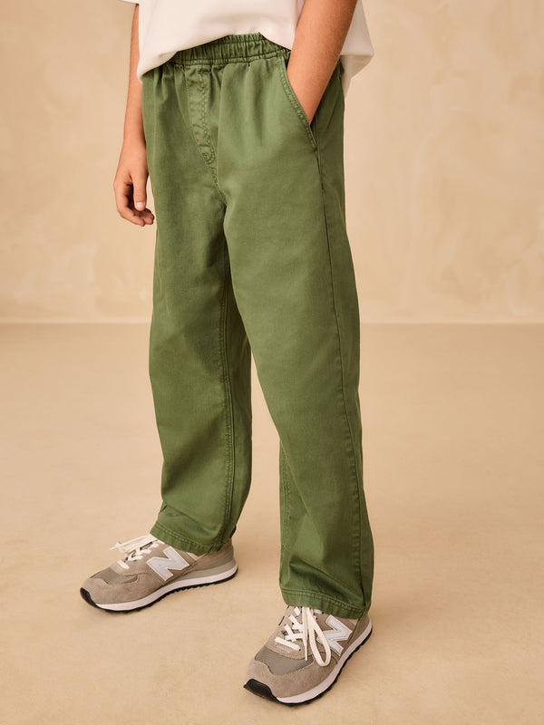 Khaki Green Wide Fit Pull On Twill Jeans (3-16yrs)