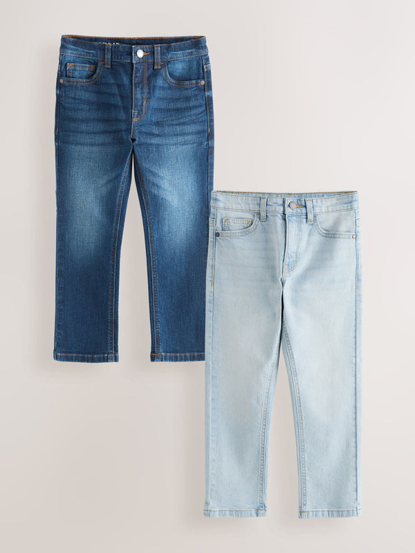 Denim Dark Blue/Bleach Regular Fit Stretch Jeans 2 Pack (3-17yrs)