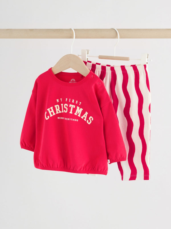 Red My First Baby Christmas T-Shirt and Leggings Set (0-18mths)