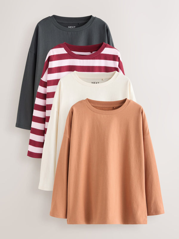 Multi Stripe Long Sleeve Tops 4 Pack (3-16yrs)