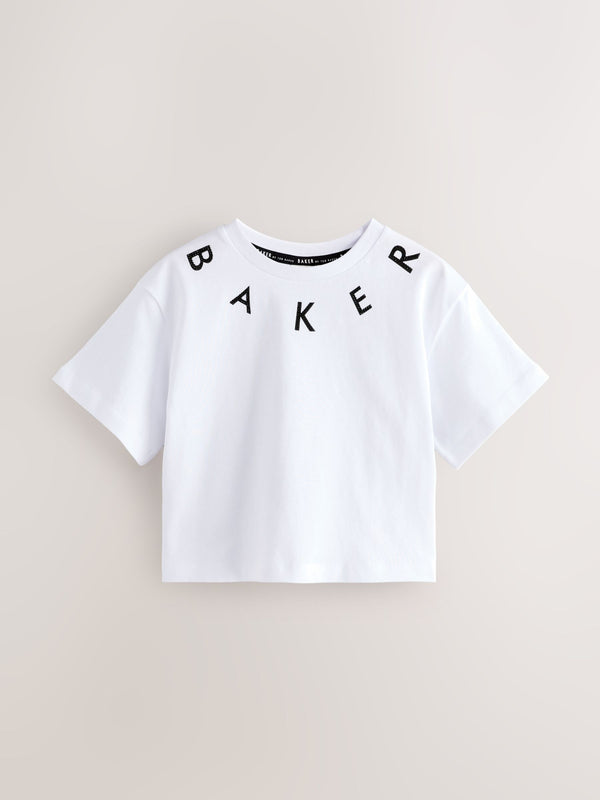 Baker by Ted Baker Stud Detail 100% Cotton White T-Shirt