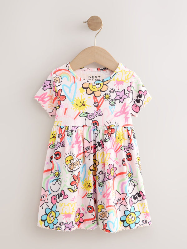 Doodle Pink Short Sleeve Jersey Summer Dress (3mths-7yrs)