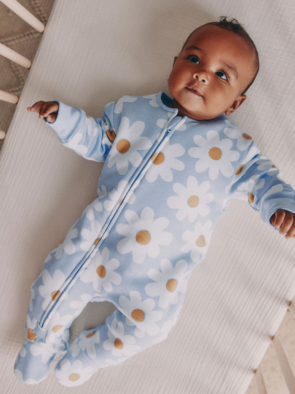 Blue Flower 2.5 TOG Wadded Baby Sleepsuit