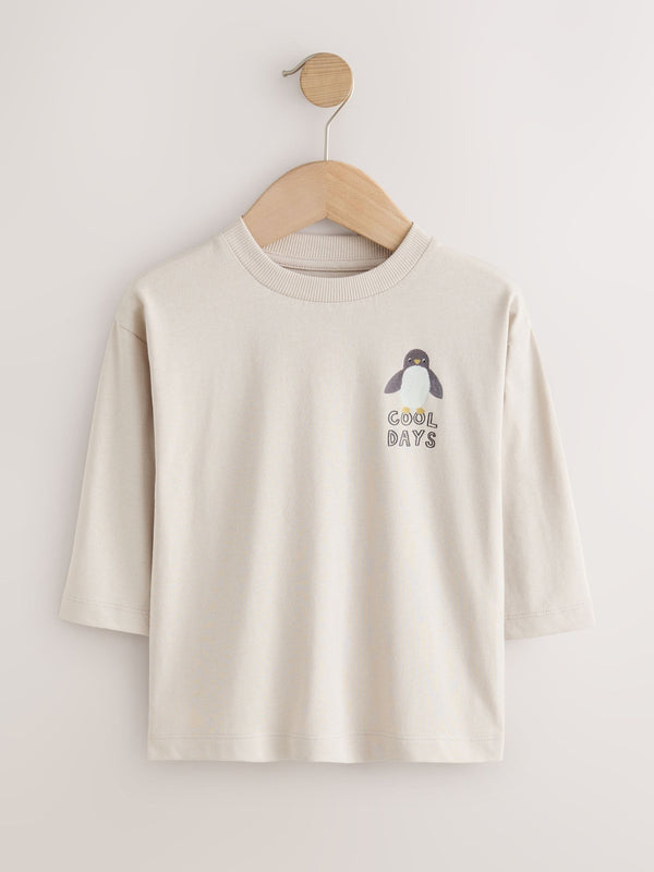 Stone Sea Animals Long Sleeve Back Print T-Shirt (3mths-8yrs)