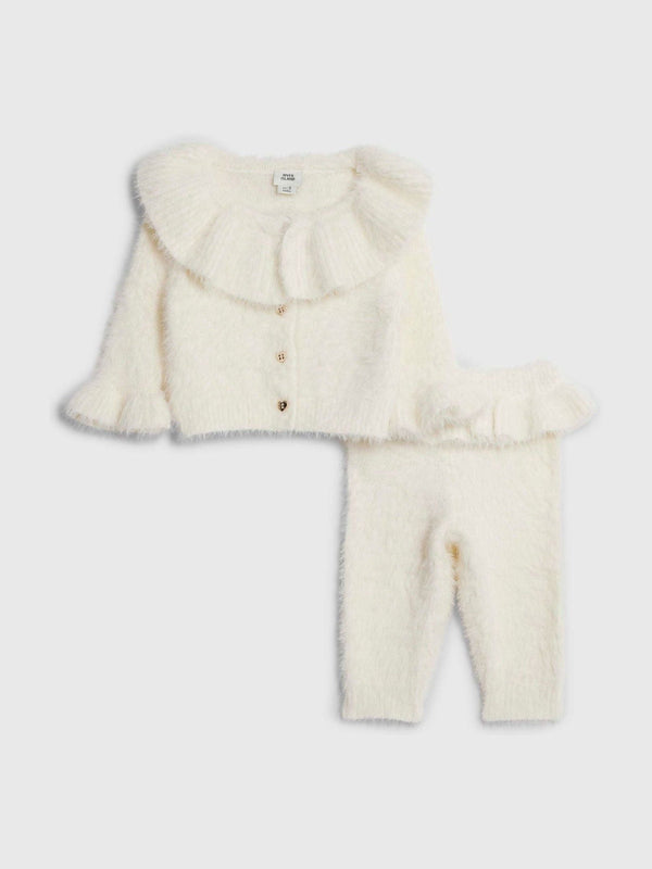 River Island Cream Baby Girls Fluffy Knit Jumper and Legging Set