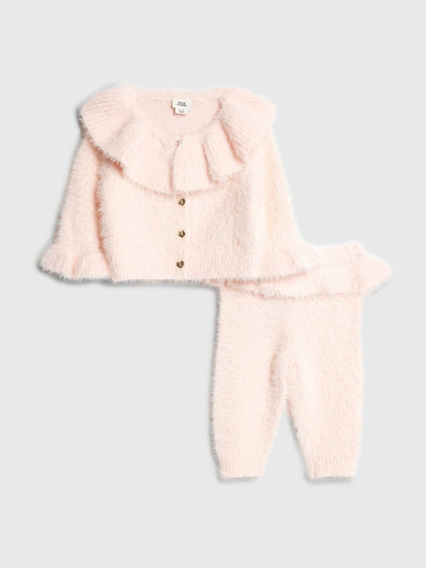 River Island Pink Fluffy Knitted Jumper & Legging Set