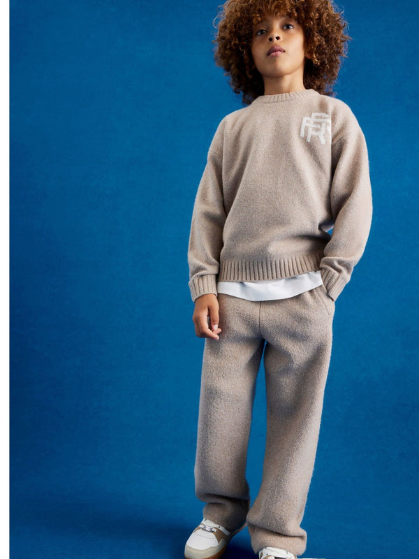 River Island Natural Boys RR Knitted Jumper & Joggers Set