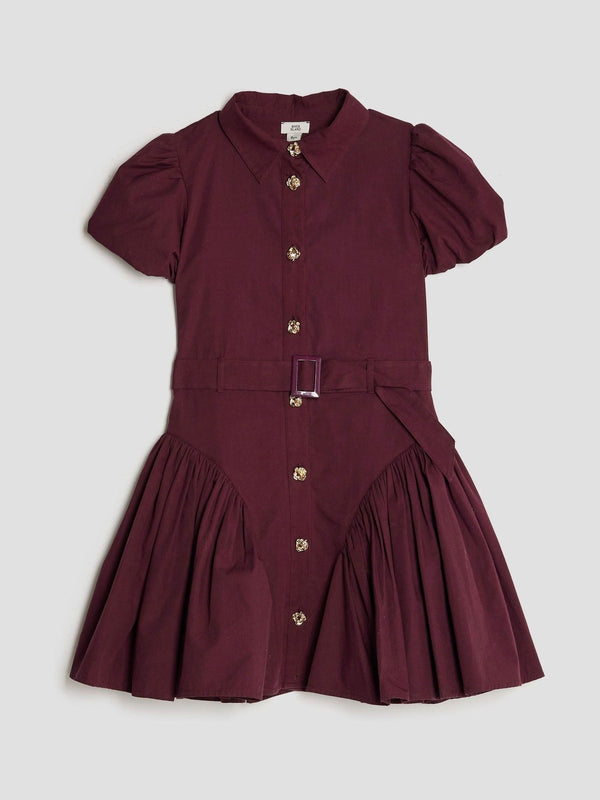 River Island Purple Puff Sleeve Prom Shirt Dress